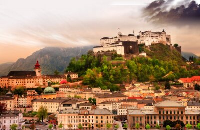 Bild Stadt mit Burg in Österreich