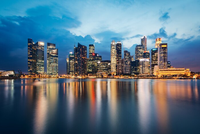 Bild Stadt Singapur bei Dämmerung