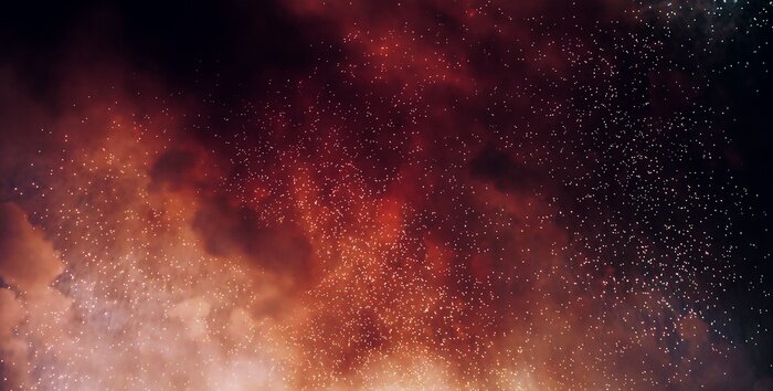 Bild Sterne und orangefarbene Wolken