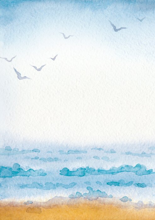 Bild Strand und Meer auf Aquarell
