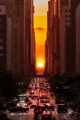 Bild Straßen von New York City bei Sonnenuntergang