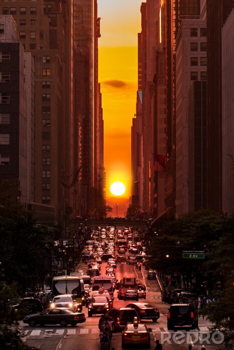 Bild Straßen von New York City bei Sonnenuntergang