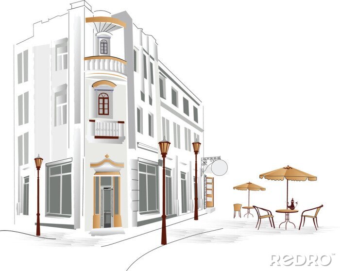 Bild Straßencafé im grafischen Stil