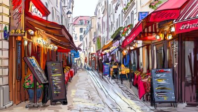 Poster Street in paris - Illustration