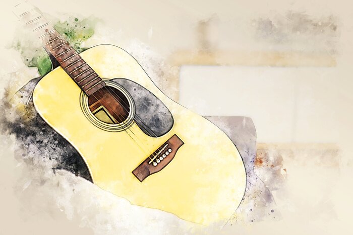 Bild Streichinstrumente gemalte Gitarre