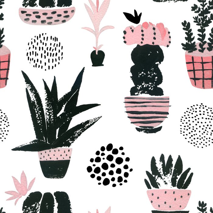 Bild Sukkulenten-Muster im skandinavischen Stil