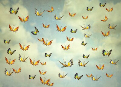 Bild Surrealismus bunte Schmetterlinge