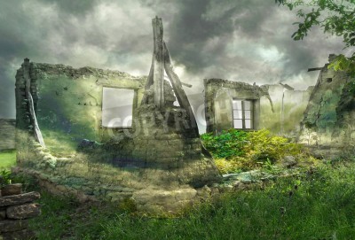 Bild Surrealismus Gebäuderuinen