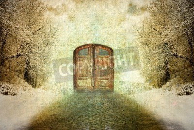 Bild Surrealismus Holztür