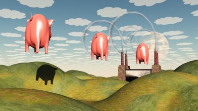 Bild Surrealismus rosa Schweine