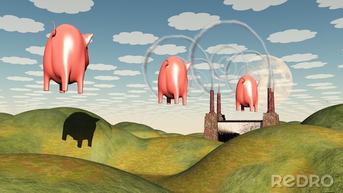 Bild Surrealismus rosa Schweine