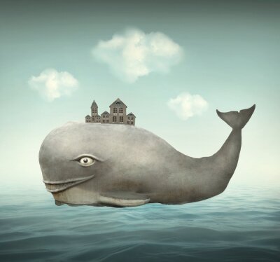 Bild Surrealistische Illustration mit Wal