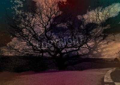 Bild Surrealistische Landschaft mit Baum