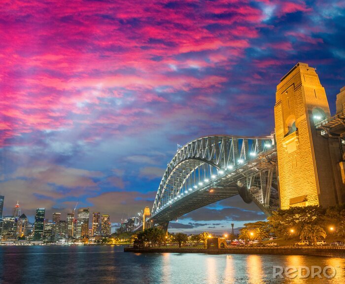 Bild Sydney Australien Skyline nach Einbruch der Dunkelheit