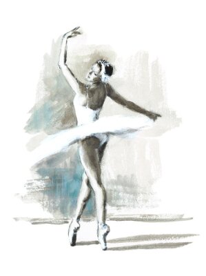 Tanzende Ballerina Pastellskizze