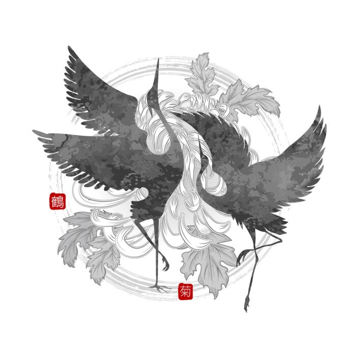 Bild tanzende Krane Vektor