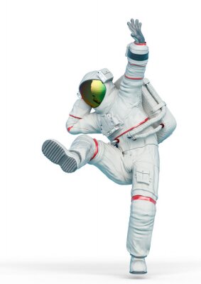 Tanzender Kosmonaut im weißen Kostüm