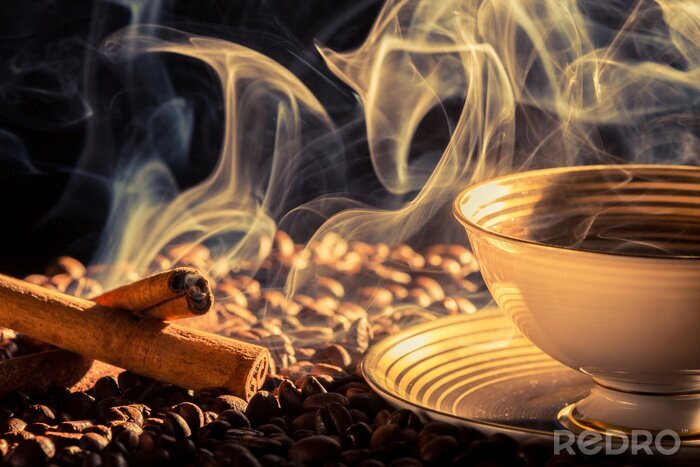 Bild Tasse Kaffee und Bohnen