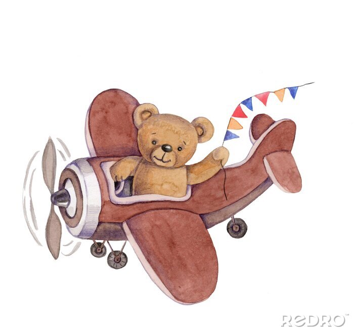 Bild Teddybär im Flugzeug