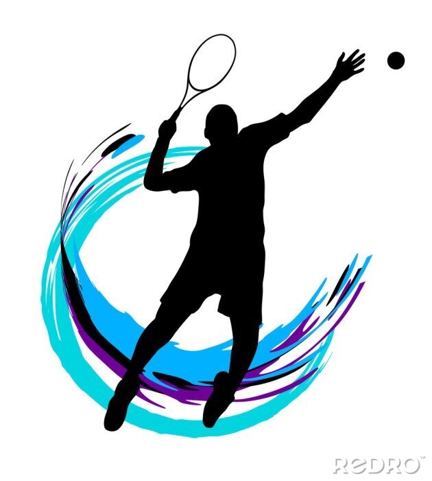 Bild Tennis 3D Silhouette eines Spielers