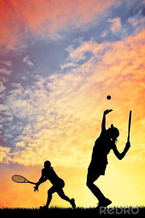 Bild Tennis beim Sonnenuntergang