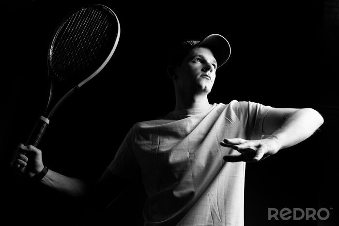 Bild Tennisspieler in Farben Schwarz-Weiß
