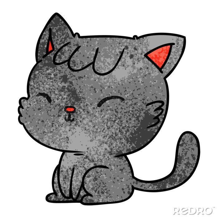 Bild textured cartoon of cute kawaii cat