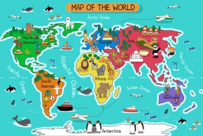 Tiere auf Weltkarte