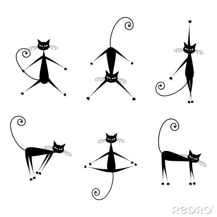 Bild Tiere für Kinder schwarze Katze beim Turnen