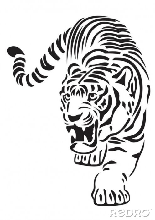 Bild Tiere hockender Tiger auf gekrümmten Pfoten