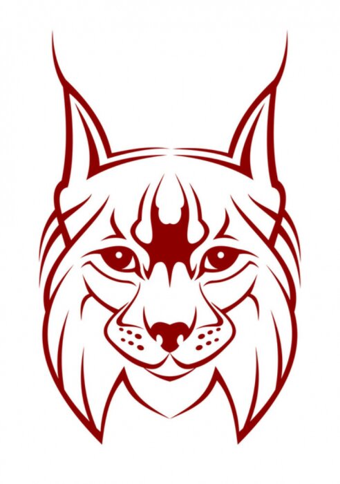 Bild Tiere Luchs Kopf rot umrissen