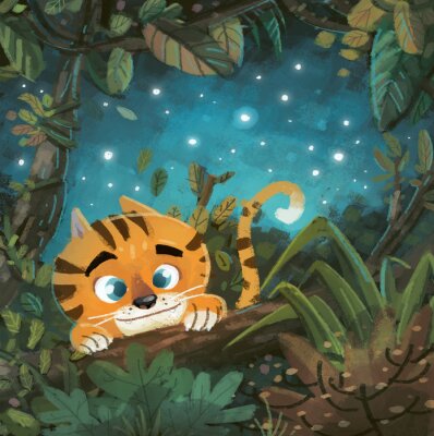 Bild Tiger im Wald für Kinder