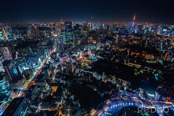 Bild Tokyo Night Panorama mit Beleuchtung
