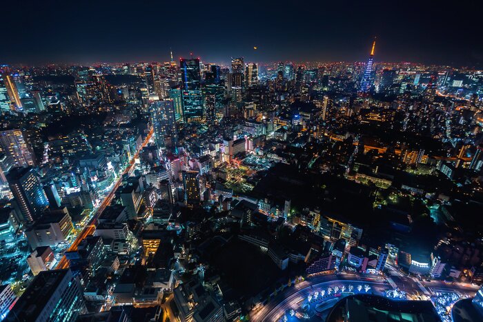 Bild Tokyo Night Panorama mit Beleuchtung