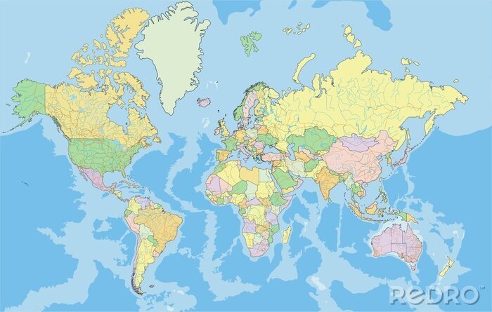 Bild Traditionelle Weltkarte in Pastellfarbe