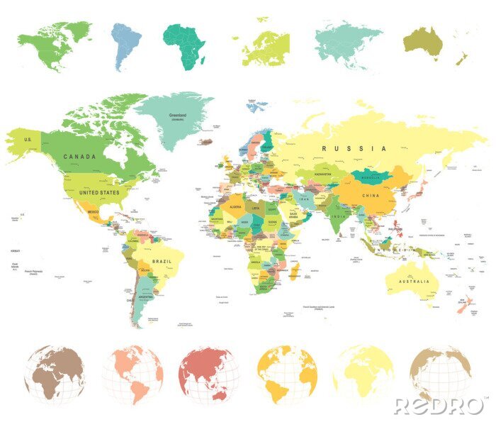Bild Traditionelle Weltkarte mit Globen