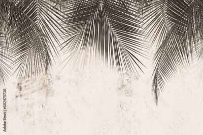 Tropische Blätter auf Beton, monochromatisches Muster