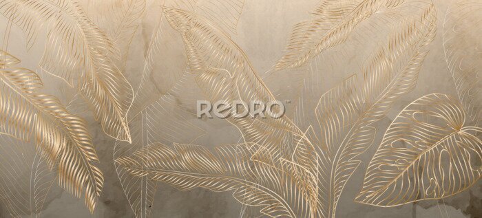 Bild Tropische Blätter auf einem Aquarellhintergrund