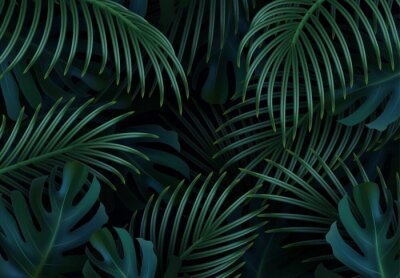 Tropisches Muster aus grünen Blättern exotischer Pflanzen