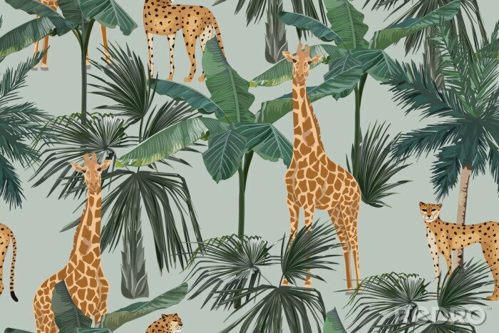 Bild Tropisches Muster mit Giraffen