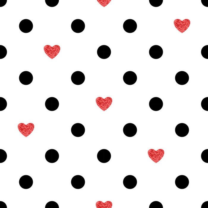 Bild Tupfenmuster mit roten Herzen. Romantischen Hintergrund.