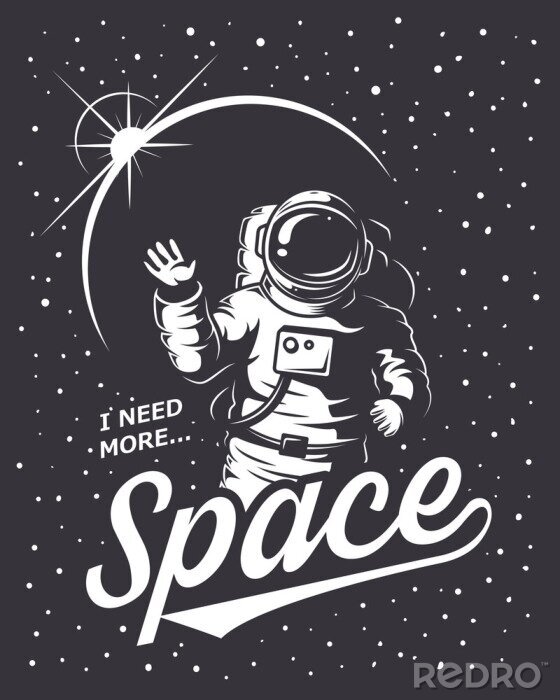 Bild Typografisches Thema mit einem Astronauten