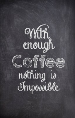 Typografisches Zitat über Kaffee auf grauem Hintergrund