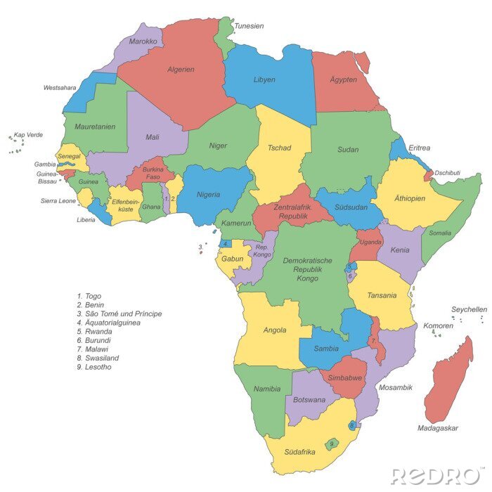 Bild Unterteilung Afrikas in Länder