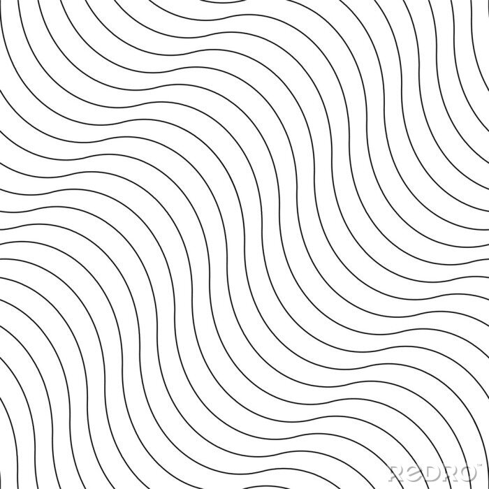 Bild Vector creative seamless outline pattern. Striped endless wave texture. White repeatable minimalistic background with black wavy lines