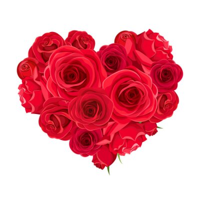 Bild Vector Valentine’s day heart of red roses isolated on a white background.