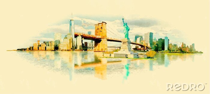 Bild Vektor Aquarell NEW YORK Stadt Abbildung