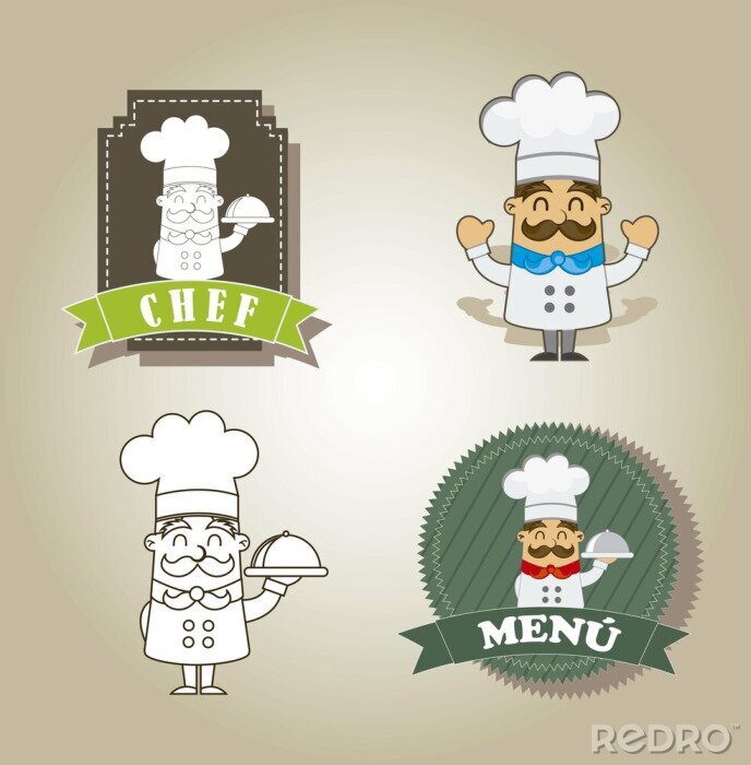 Bild Vier verschiedene Abbildungen eines Kochs