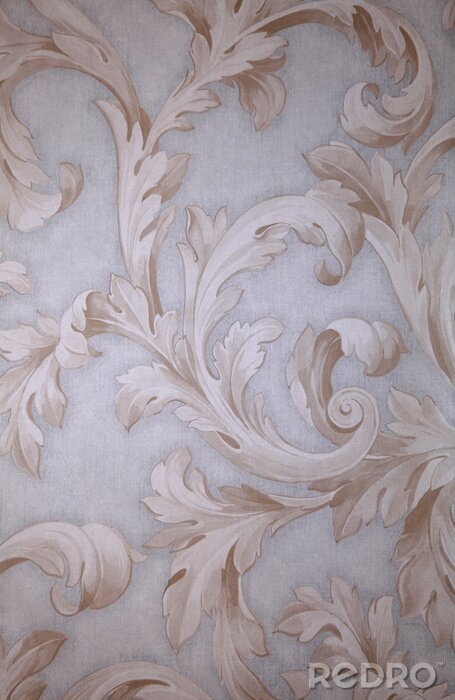 Bild Vintage grey victorian wallpaper with beige baroque vignette