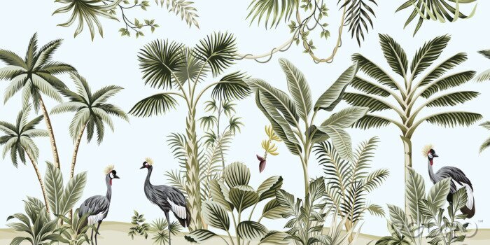 Bild Vintage Palmen und Vögel